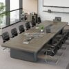 Meja Meeting Kantor HPL Dua Warna dengan Modul Listrik