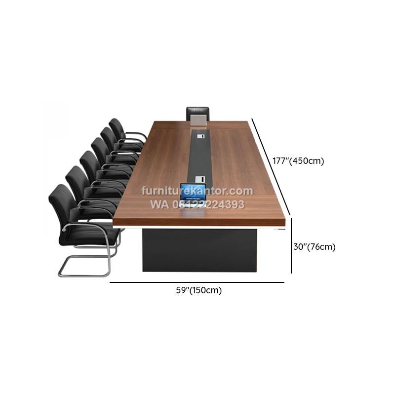 Meja Meeting Kantor HPL Persegi Panjang Cokelat untuk 14 Kursi 3 Meja Meeting Kantor HPL Persegi Panjang Cokelat untuk 14 Kursi