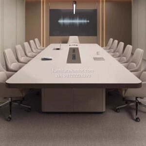Meja Rapat Kantor Besar Modern Warna Putih Gading 14 Orang