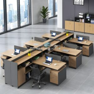 Meja Kantor Workstation Partisi Minimalis Untuk 8 Orang
