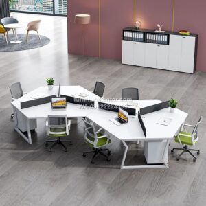 Meja Kerja Staff Workstation Model Hexagonal Untuk 6 Orang