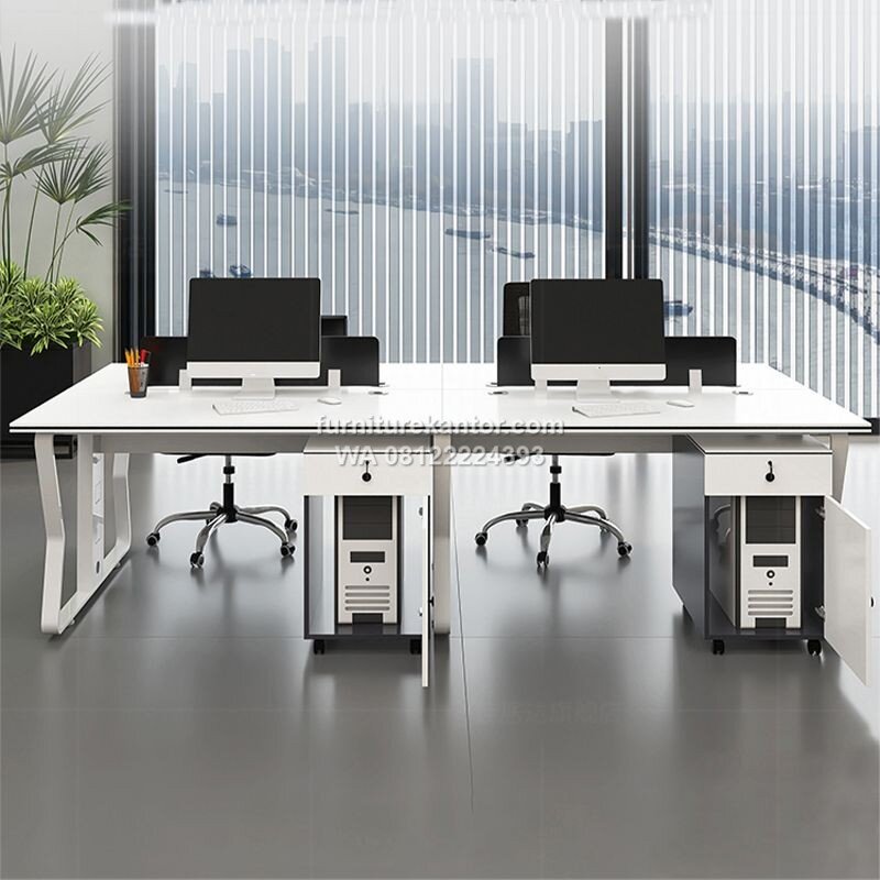 Meja Kerja Workstation Minimalis Untuk 4 Orang 2 Meja Kerja Workstation Minimalis Untuk 4 Orang