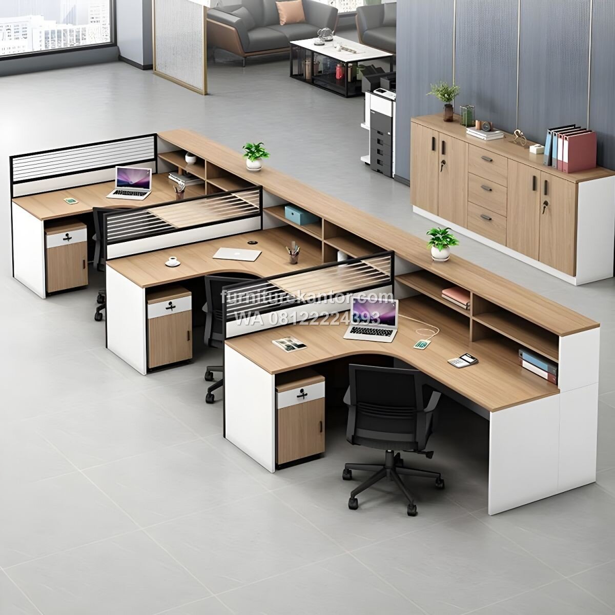 Meja Kerja Workstation Partisi Minimalis Dengan Rak Penyimpanan 1 Meja Kerja Workstation Partisi Minimalis Dengan Rak Penyimpanan