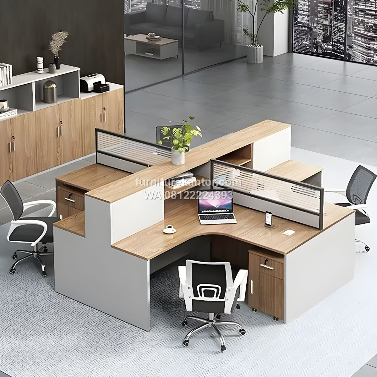 Meja Kerja Workstation Partisi Minimalis Dengan Rak Penyimpanan 2 Meja Kerja Workstation Partisi Minimalis Dengan Rak Penyimpanan