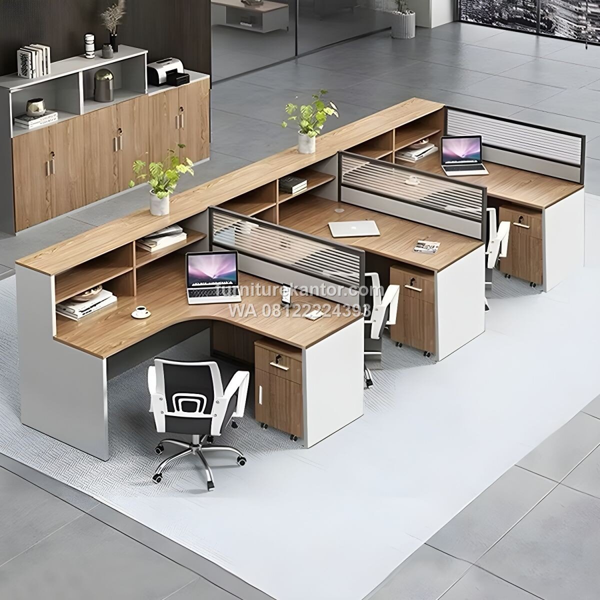 Meja Kerja Workstation Partisi Minimalis Dengan Rak Penyimpanan 3 Meja Kerja Workstation Partisi Minimalis Dengan Rak Penyimpanan
