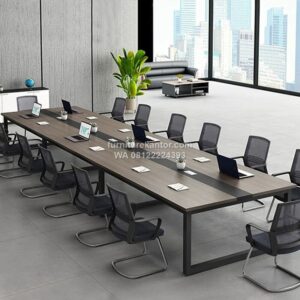 Meja Rapat Kantor Minimalis HPL Kaki Besi untuk 14 Orang