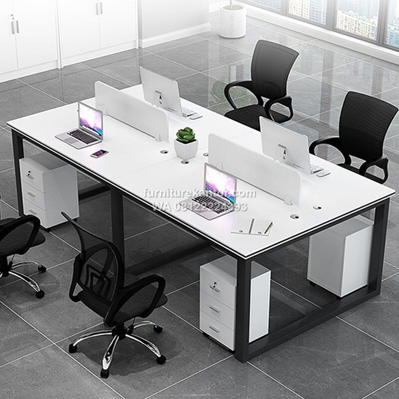 Meja Workstation Minimalis Kaki Besi Untuk 6 Orang 1 Meja Workstation Minimalis Kaki Besi Untuk 6 Orang