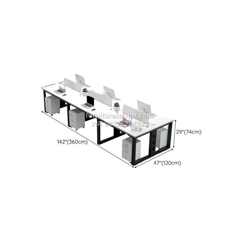 Meja Workstation Minimalis Kaki Besi Untuk 6 Orang 2 Meja Workstation Minimalis Kaki Besi Untuk 6 Orang