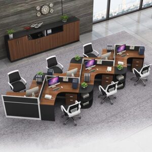 Meja Workstation Minimalis Modern Untuk 6 Orang