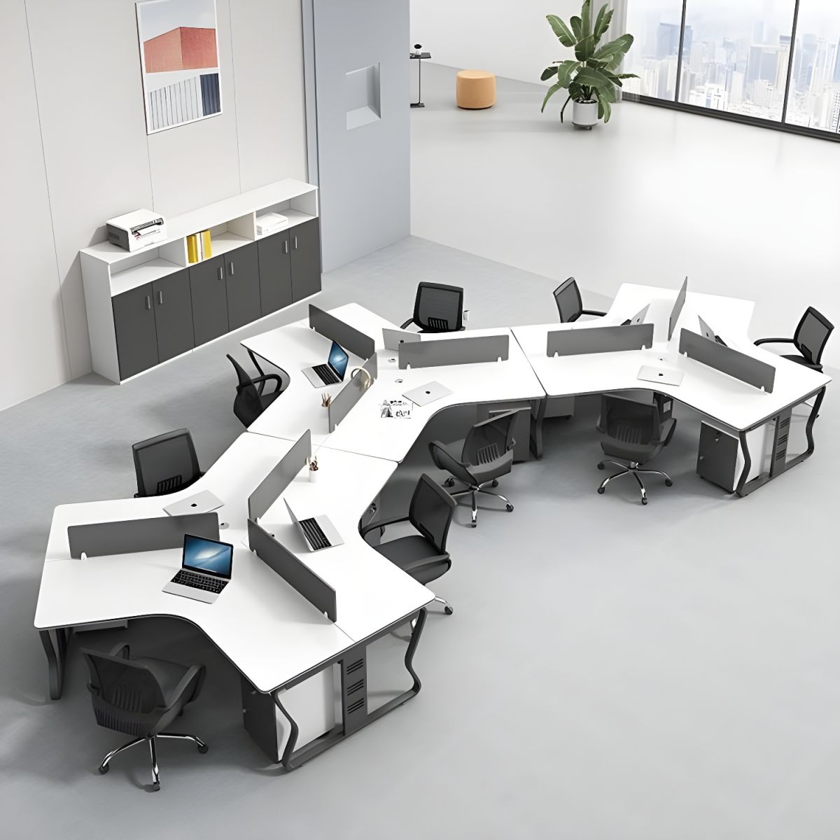 Meja Workstation Minimalis Untuk 5 Orang Dengan Laci 2 Meja Workstation Minimalis Untuk 5 Orang Dengan Laci