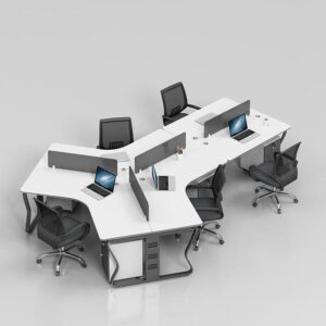 Meja Workstation Minimalis Untuk 5 Orang Dengan Laci