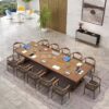 Set Meja Rapat Warna Natural Kayu Dengan 12 Kursi Kayu Jati